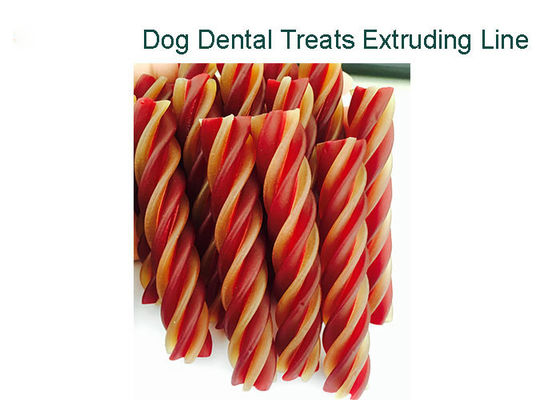 Chaîne de production tordue par couleur jumelle de casse-croûte de chien de chewing-gum de machine d'aliment pour animaux familiers de forme
