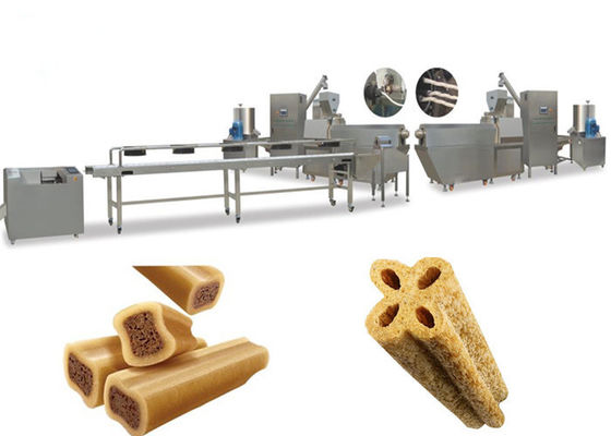 Chaîne de production tordue par couleur jumelle de casse-croûte de chien de chewing-gum de machine d'aliment pour animaux familiers de forme