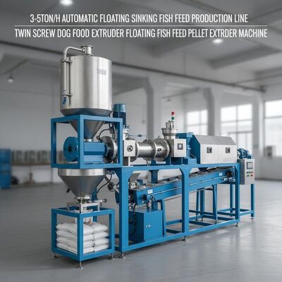 3-5 tonnes/h Automatique flottant coulant ligne de production d'aliments pour poissons à double vis Extrudeuse de nourriture pour chiens machine d'extrusion de granulés flottants pour aliments pour poissons
