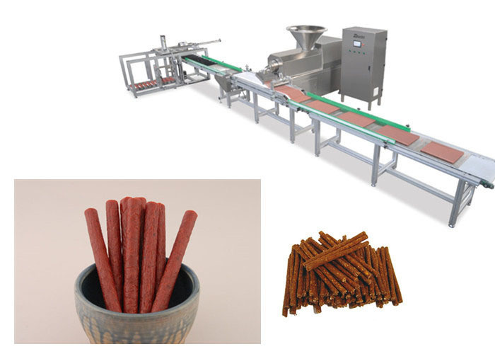 Ligne bande de production alimentaire d'animal familier d'acier inoxydable de viande formant avec le système automatique de plateau