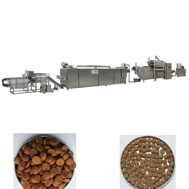 Ligne jumelle de production alimentaire d'animal familier de boudineuse à vis, chaîne de fabrication d'aliment pour animaux familiers