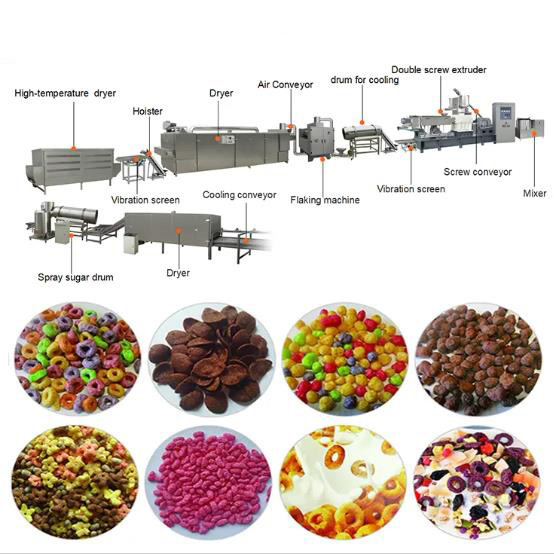 Chaîne de production de céréale de petit déjeuner et de flocons d'avoine/machine d'extrudeuse casse-croûte de souffle
