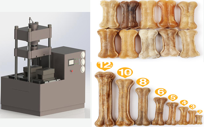 Machine allemande multifonction pour la fabrication d'aliments pour chiens, machine à double poste pour os à mâcher pressés